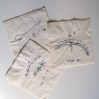 Sketch of Eden Project Biomes on a handkerchief